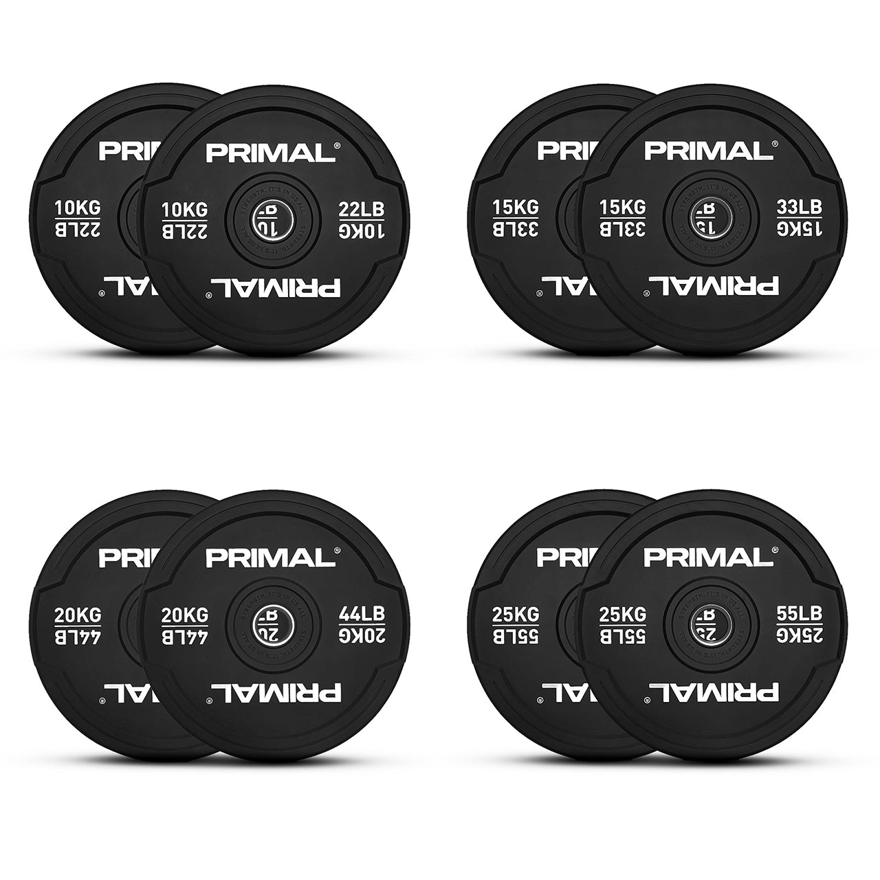 Primal Pro Series Black Rubber Bumper Plates (Sets)