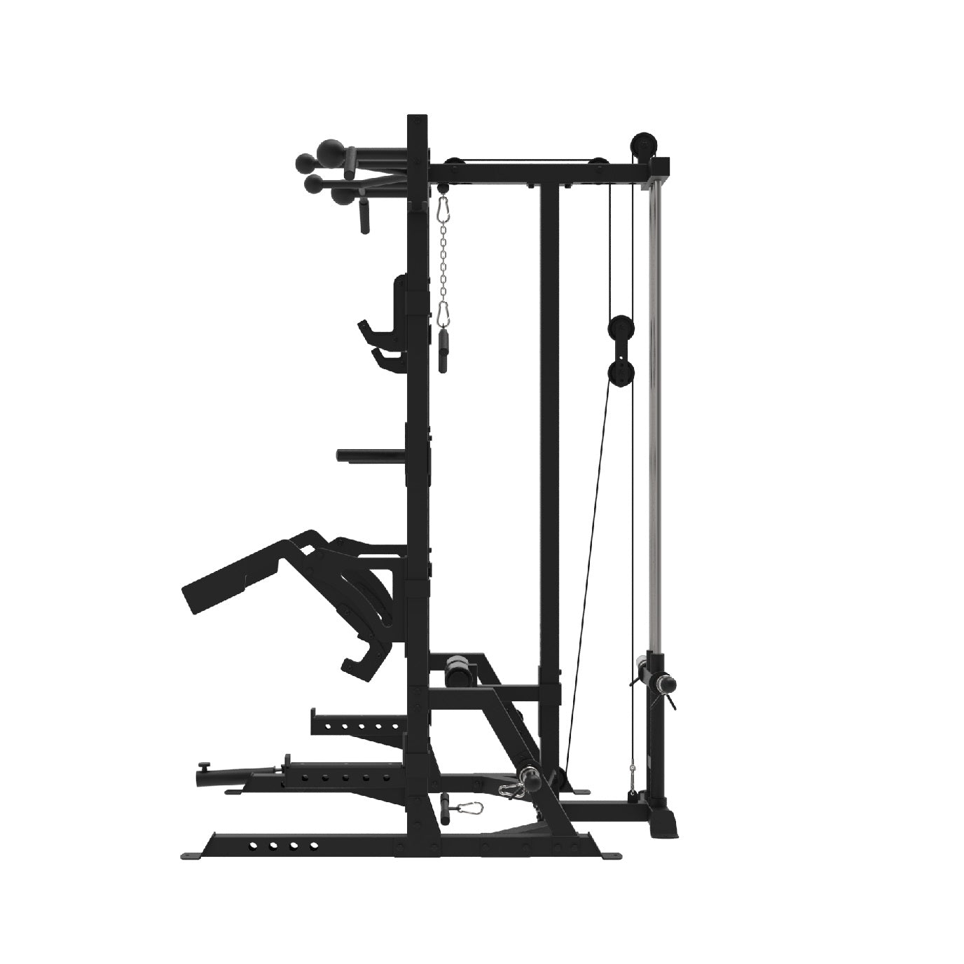 A side on view of a half rack designed for home use.