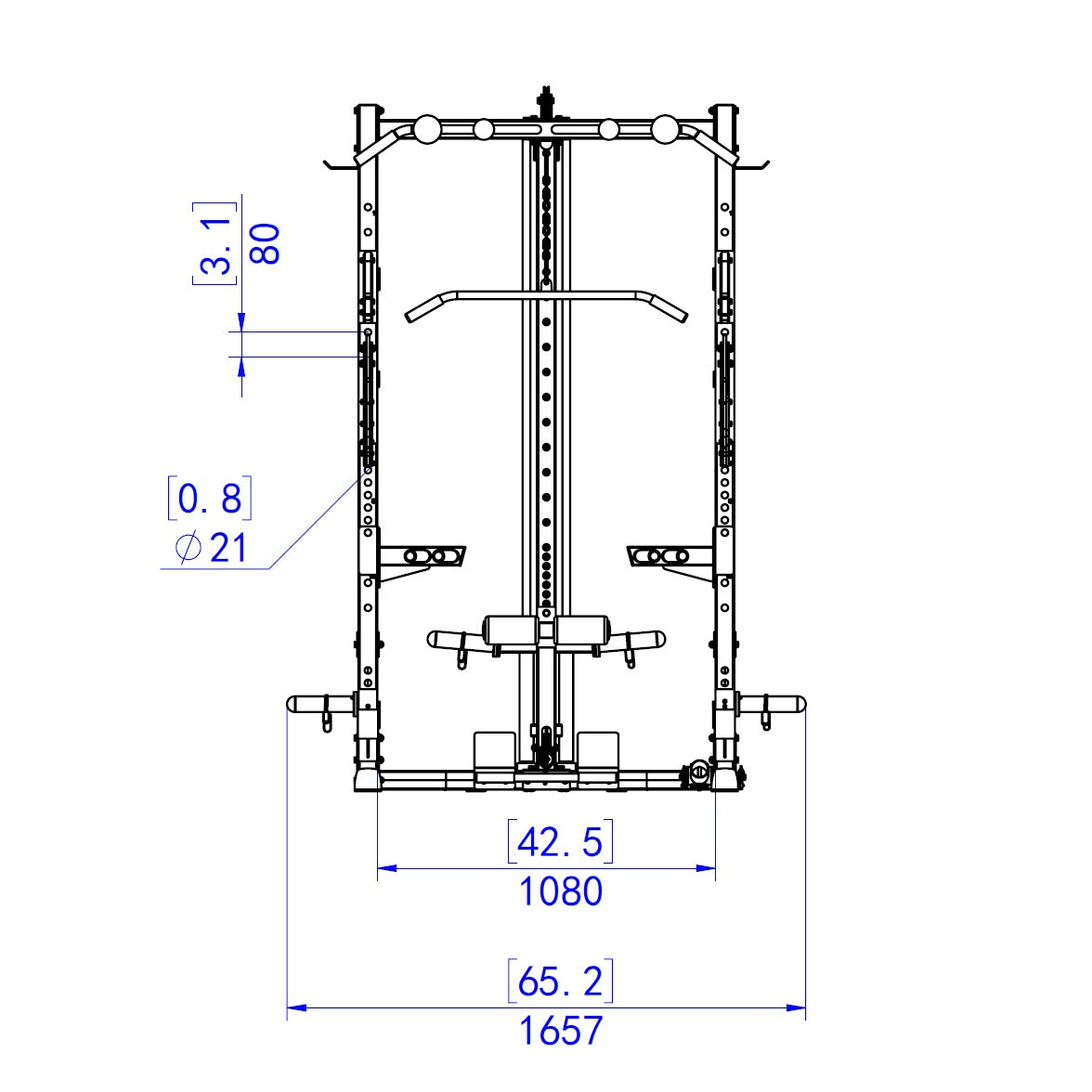 A technical drawing of a half rack.