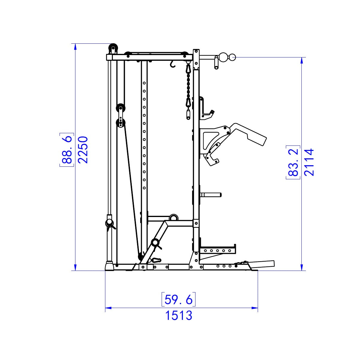 A technical drawing of a half rack.