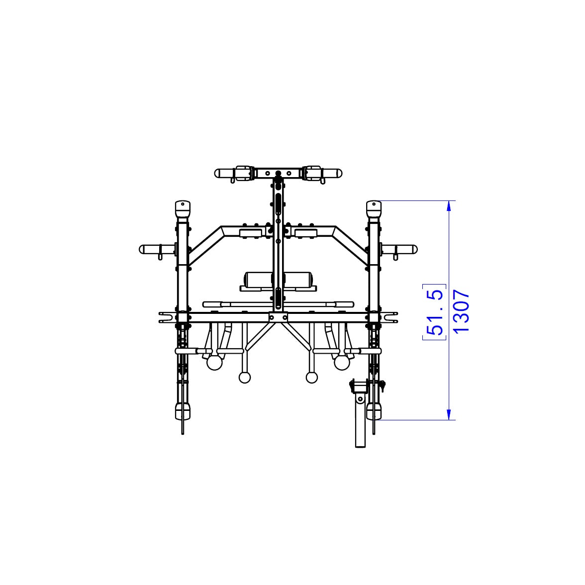 A technical drawing of a half rack.