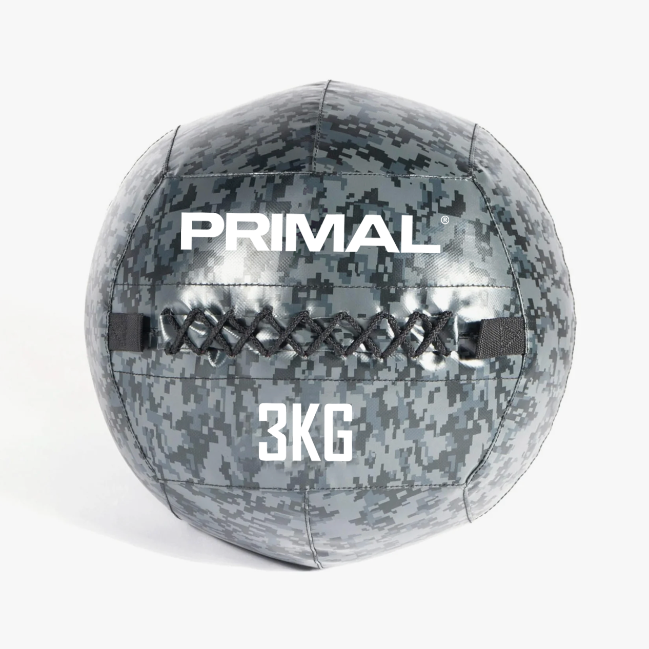 A wall ball with a grey camouflage design.