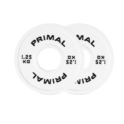 Close up view of a 1.25kg pair of calibrated weight plates.