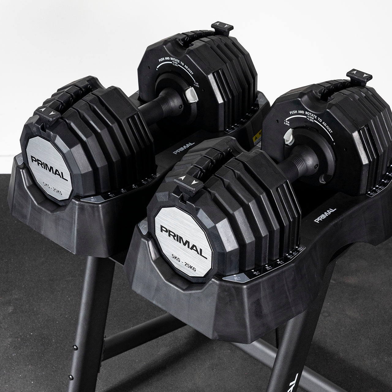 25kg Adjustable Dumbbell Pair with Stand Home Dumbbells Primal Strength