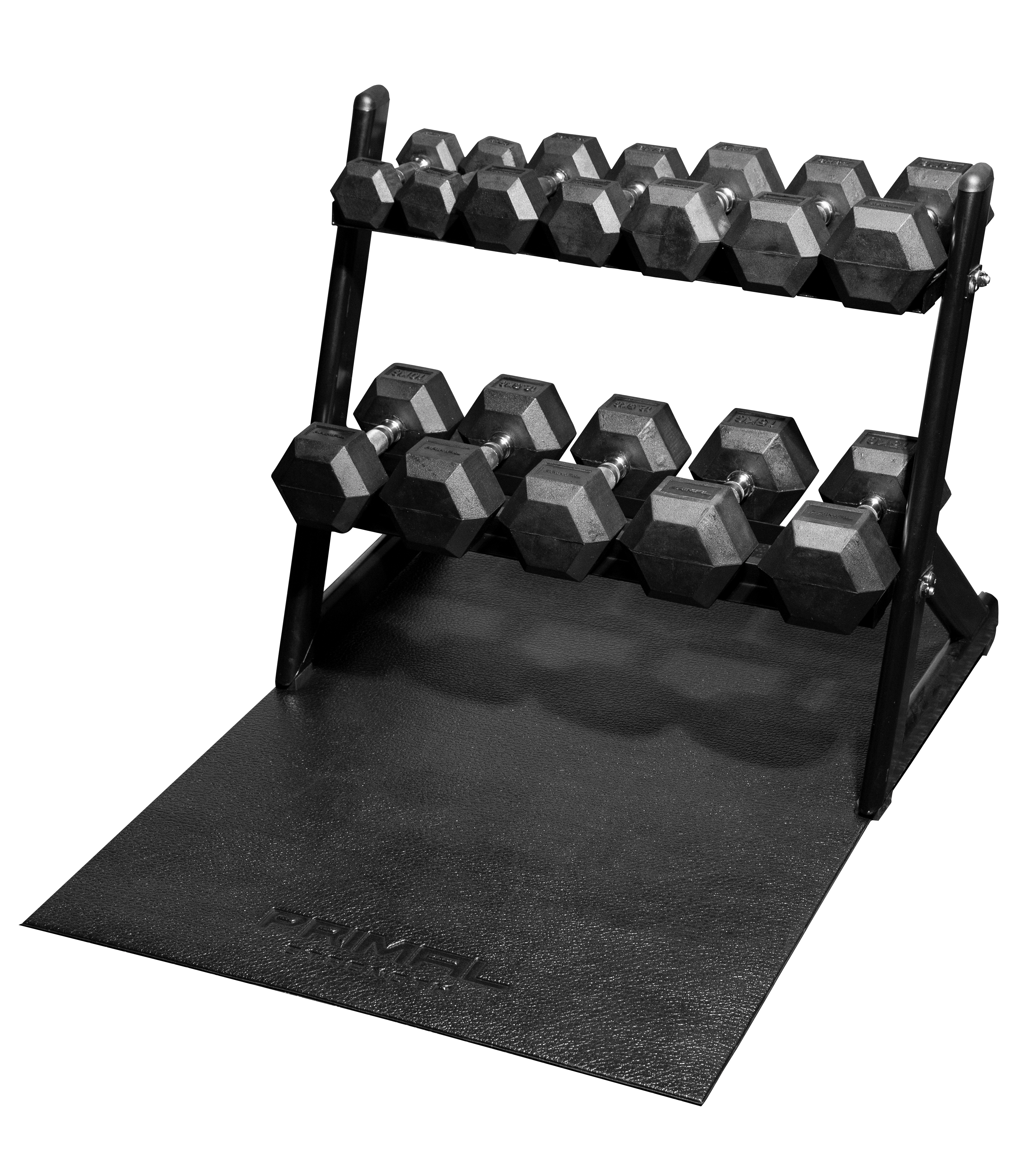 Complete hex dumbbells set with online stand