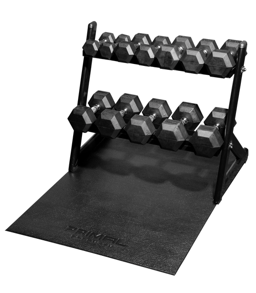 2.5kg 15kg Hex Home Dumbbell Set Rack with Mat Primal Strength