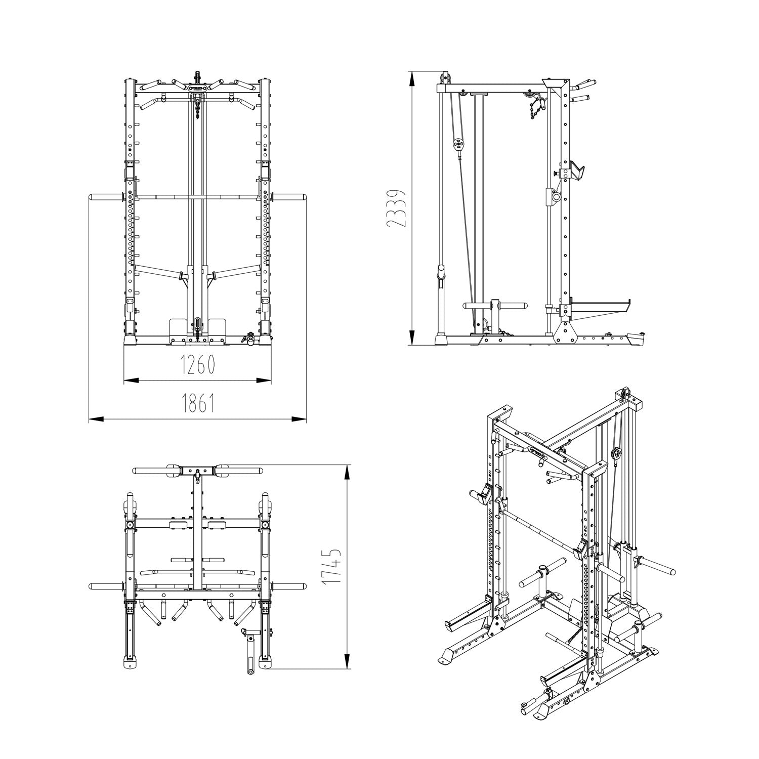 Half rack online dimensions