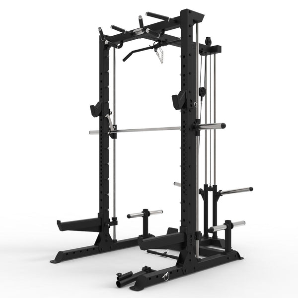 Commercial Half Rack with Smith And Lat Pull Down Low Row Primal